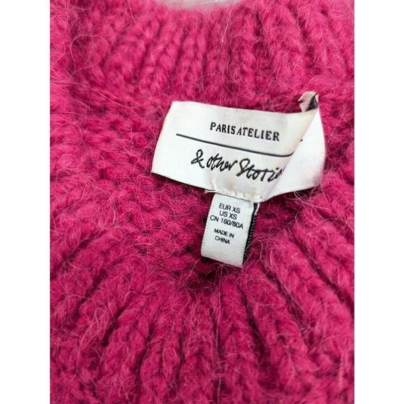 & Other Stories alpaca wool knit bobble fuschia sweater XS - Picture 4 of 7